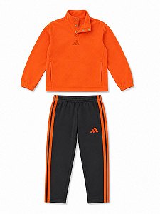 CONJ 2 PÇS MENINO ADIDAS LARANJA BLUSA FLEECE CALÇA DRY FIT