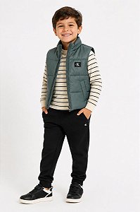 CONJ 3 PÇS MENINO CALVIN KLEIN COLETE VERDE COM CALÇA E CAMISETA