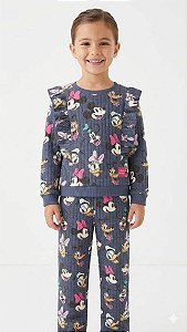 CONJ 2 PÇS MENINA DISNEY AZUL MINNIE PERSONAGENS