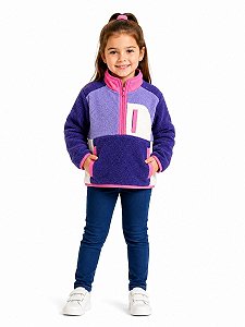 BLUSA MENINA XERSION LILÁS E ROSA SHERPA