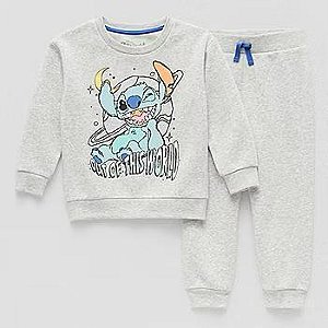 CONJ 2 PÇS DISNEY STITCH CINZA MOLETOM
