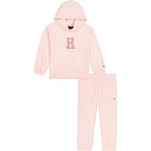 CONJ 2 PÇS MENINA TOMMY HILFIGER ROSA LOGO GLITER