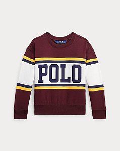 BLUSA MENINA POLO RALPH LAUREN BORDO CROPPED MOLETOM