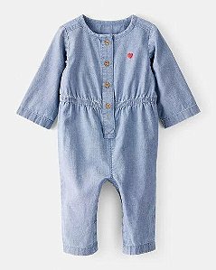 MACACÃO INFANTIL MENINA CARTERS JEANS CORAÇÃO