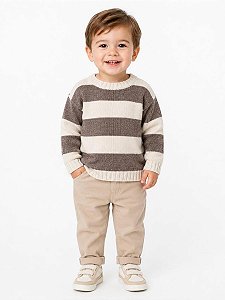 BLUSA LÃ OSHKOSH BEGE E MARROM LISTRAS