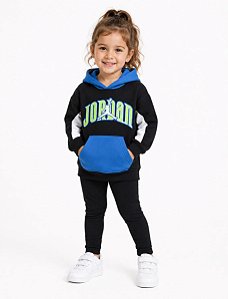 BLUSA MOLETOM AIR JORDAN JORDAN PRETO COM LOGO VERDE E AZUL