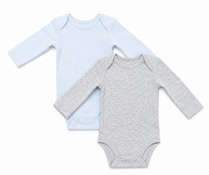 KIT 2 BODYS CARTERS CINZA E AZUL MANGA LONGA