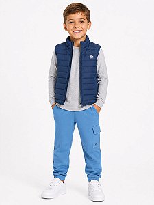 CONJ 3 PÇS MENINO RBX COLETE AZUL E CALÇA