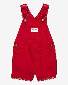 JARDINEIRA MENINA OSHKOSH VERMELHA RENDA