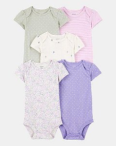 KIT 5 BODYS MENINA CARTERS LILÁS BALÃO