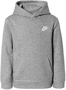 BLUSA MOLETOM NIKE COM GORRO CINZA LOGO BRANCA
