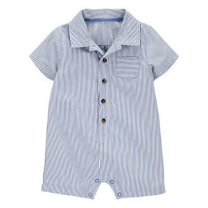 ROMPER MENINO CARTERS AZUL LISTRAS GOLA BOTÕES