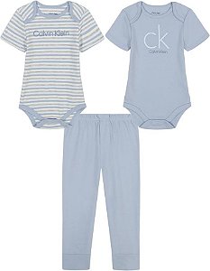 KIT 3 PÇS CALVIN KLEIN MENINO 2 BODYS E CALÇA