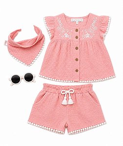 CONJ 4 PÇS MENINA RACHEL ZOE ROSÊ BANDANA E ÓCULOS