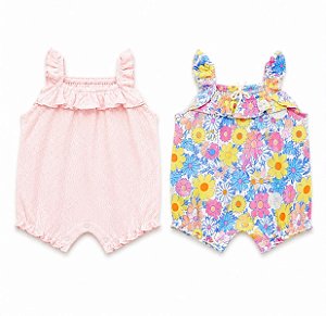 KIT 2 ROMPERS MENINA JESSICA SIMPSON FLORAL E ROSA