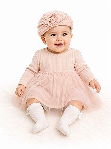 VESTIDO MENINA RACHEL ZOE TURBANTE E MEIA BRANCA