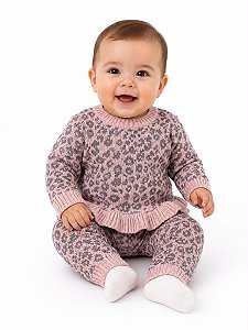 CONJ 2 PÇS MENINA NICOLE MILLER LEOPARDO ROSE