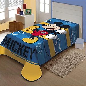Cobertor Raschel Plus Disney Mickey Feliz Azul Jolitex
