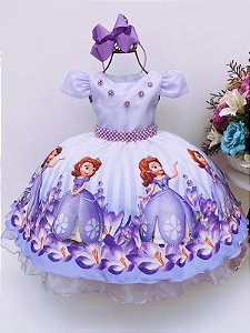 Vestido Infantil Rosa C/ Renda Strass e Pérolas Princesas