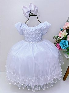 Vestido De Festa Bebê Infantil Luxo Princesa Daminha Batizad