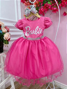 Vestido Infantil Barbie Rosa Branco Xadrez Filme Look Festa