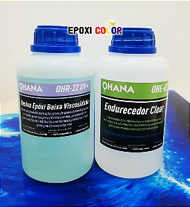 Resina Epóxi Ohana incolor de Baixa Viscosidade Uv+ / Kit 750g ou Kit 1,5Kg / Sistema Clear