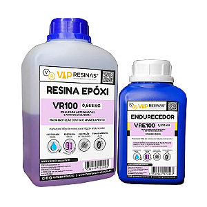 Resina Epóxi com Proteção UV VR100 1kg Baixa Espessura e Baixa viscosidade Vip Resinas