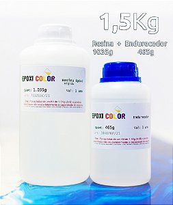 Resina Epóxi Incolor Translúcida Rígida com Endurecedor (kit 1,5 Kg A+B) - Epoxi Color