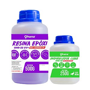 Resina Epóxi Ohana incolor de Baixa Viscosidade Uv+ Kit 750g Sistema Clear