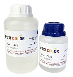 Resina Epóxi Baixa Viscosidade Incolor Rígida com Endurecedor (kit 750g A+B) - Epoxi Color