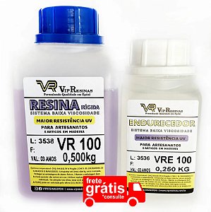 Resina Epóxi com Proteção UV VR100 750g Baixa Espessura e Baixa viscosidade Vip Resinas