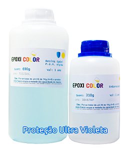 Resina Epóxi com proteção UV Baixa Viscosidade Incolor Rígida com Endurecedor (kit 1Kg A+B) - Epoxi Color