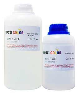 Resina Epóxi Baixa Viscosidade Incolor Rígida com Endurecedor (kit 1,5Kg A+B) - Epoxi Color