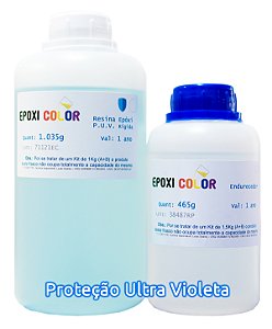 Resina Epóxi com proteção UV Baixa Viscosidade Incolor Rígida com Endurecedor (kit 1,5Kg A+B) - Epoxi Color