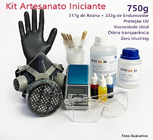Kit Artesanato Iniciante Resina Epóxi com proteção UV Kit 750g - Epoxi Color