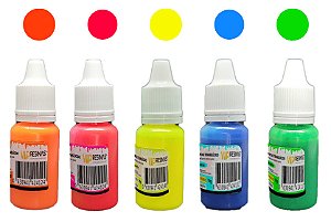 Pigmento Epóxi Translúcido Neon - Kit Completo 5 cores - 10g - Vip Resinas