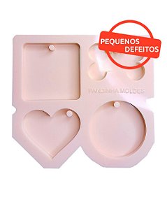 BAZAR - Molde De Silicone Para Resina Iniciante (Quadrado, Osso, Coração e Circulo)