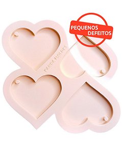 BAZAR - Molde De Silicone Para Resina Coração 5cm Com 4 Cavidades