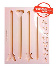 BAZAR - Molde de Silicone Caneta Ratinho Coração Borboleta e Estrela