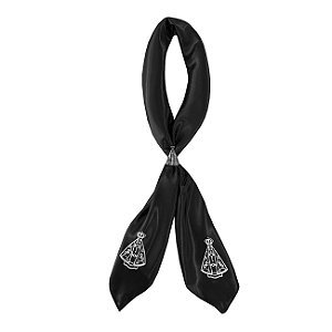 Lenço Nossa Senhora Preto 90x90 Cm Sertanejo Com Passador