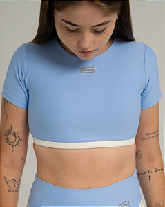 Cropped Amanda Azul Céu c/ Off White