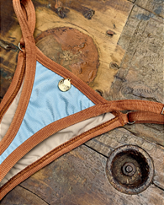 Calcinha Regulável Biquíni Leblon Azul com Dourado