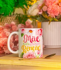 Caneca Branca Mãe Minha Maior Bênção Cerâmica