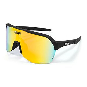 OCULOS HUPI HUEZ PRETO - LENTE DOURADO ESPELHADO