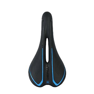 SELIM MTB PRO - LARGURA 140MM COMPRIMENTO 275MM C/ FURO CENTRAL PRETO/AZUL