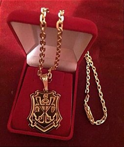 CARTIER CADIADO 18k + PINGENTE ESCUDO DO FLAMENGO