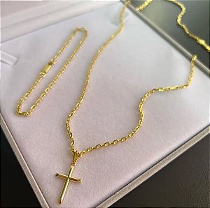 Kit cordão 18k + Pulseira 2mm