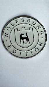 Plaqueta Wolfsburg Metal 6cm - Branco