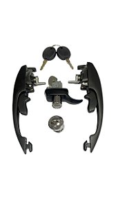 JOGO MACANETA EXTERNA PORTA+MACANETA TAMPA MOTOR+CILINDRO IGNICAO PRETO FUSCA 78 ED
