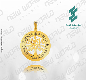 Arquivo de Pingente Árvore da Vida com Frase - Formato DXF - Tamanho 30 mm